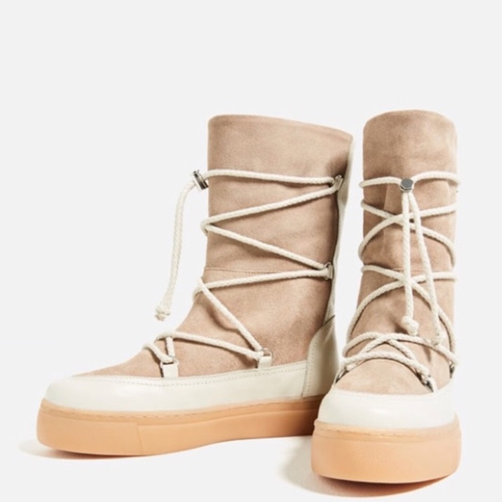 ZARA SPLIT SUEDE LACE UP BOOTS BRAND NEW WITH TAGS US 8 EUR 39 - Picture 2 of 6